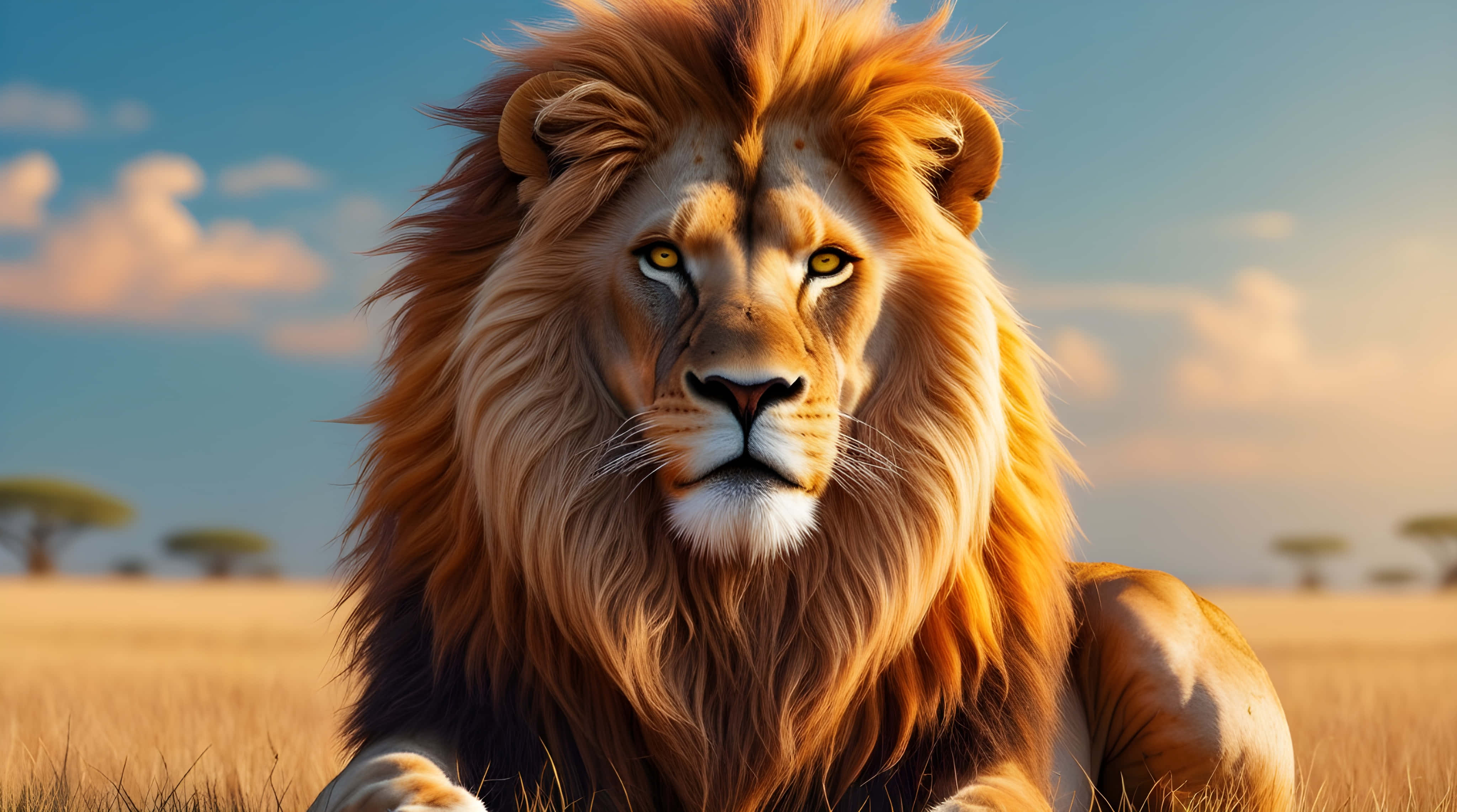 lion, golden mane, savanna, 4K Desktop Wallpaper