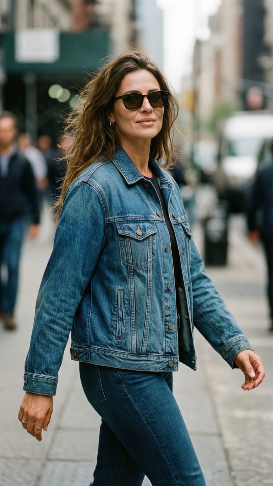 Saffron Burrows, urban chic, cool casual attire, Full HD Phone Wallpaper