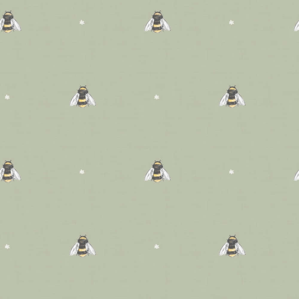 Sage Aesthetic, bees pattern, soft sage green, SD Desktop Wallpaper