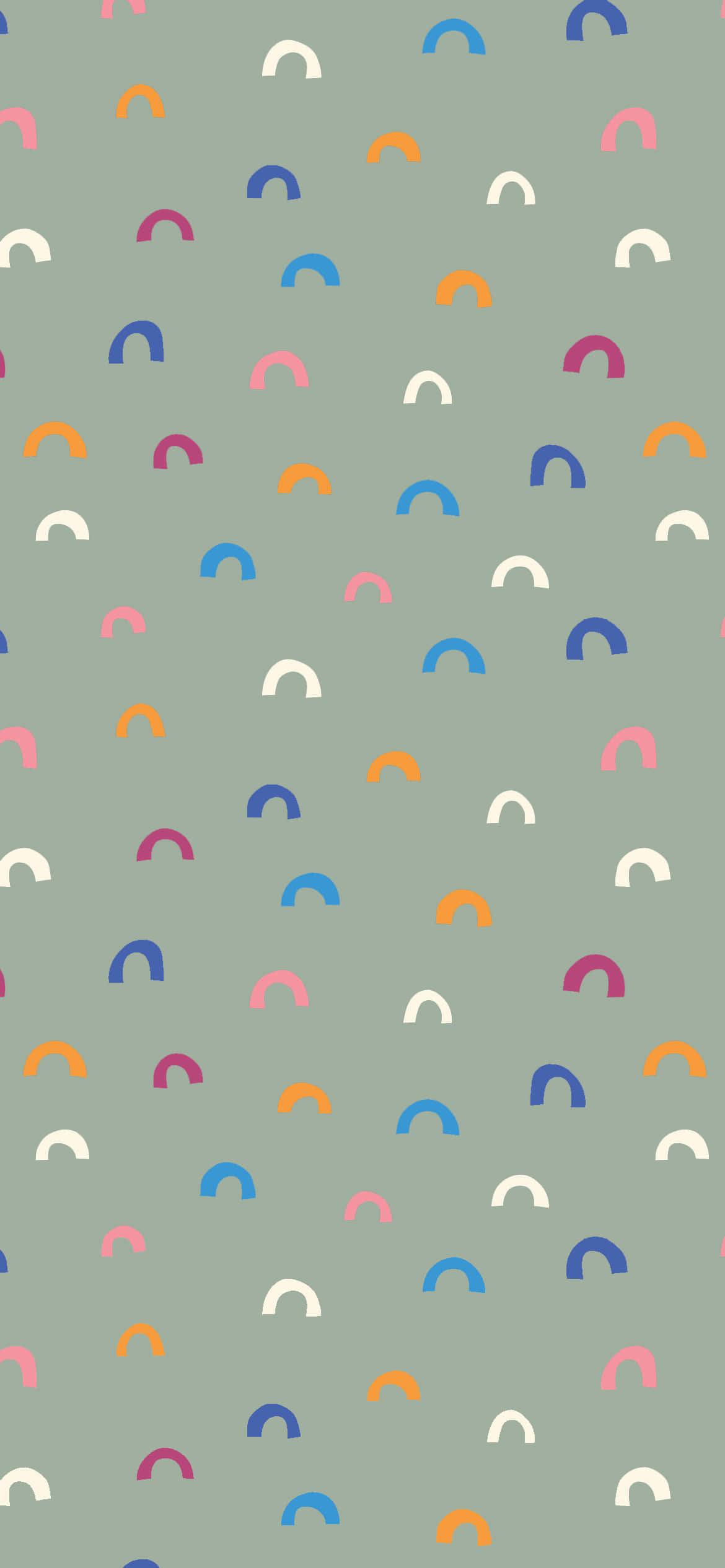 sage aesthetic, pastel rainbow arcs, muted sage green background, Full HD Phone Wallpaper