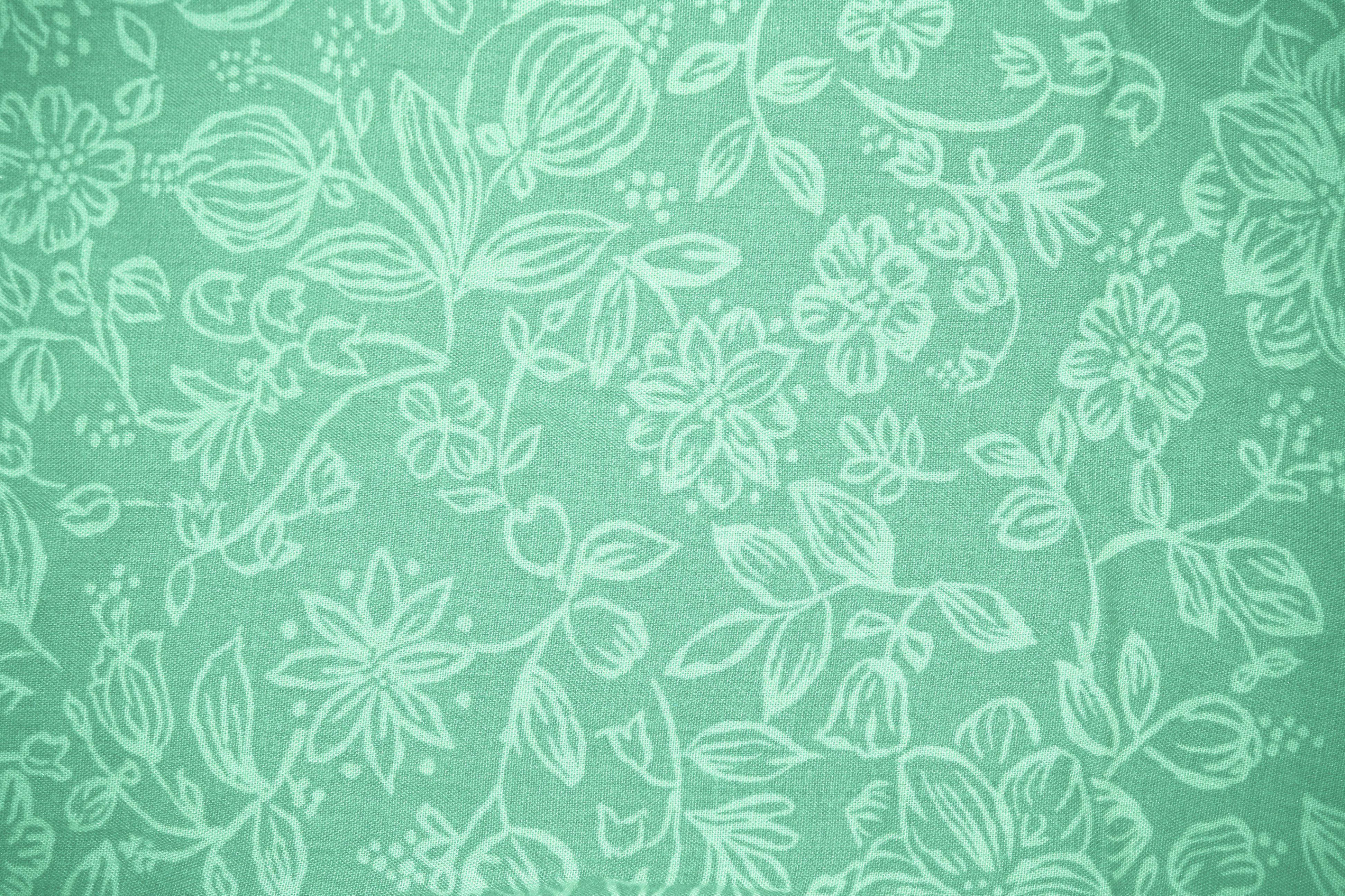 mint green, white floral patterns, leaf patterns, 4K Desktop Wallpaper