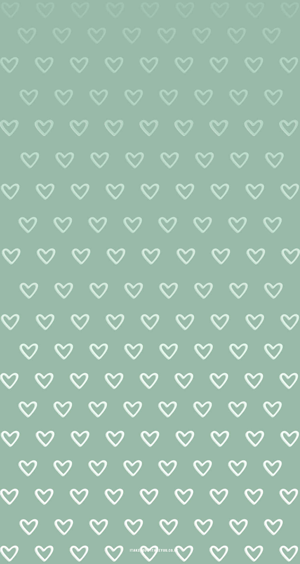 sage aesthetic, faded heart pattern, soft mint green, HD Phone Wallpaper