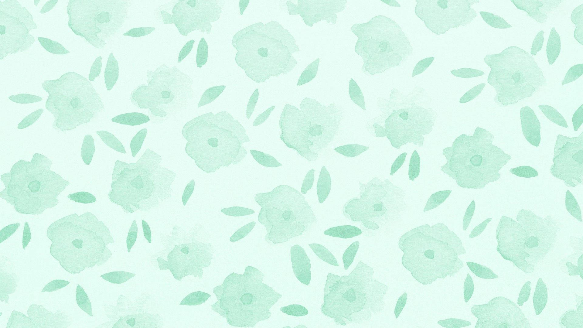 floral sage green aesthetic, soft mint green, watercolor flowers, Full HD Desktop Wallpaper