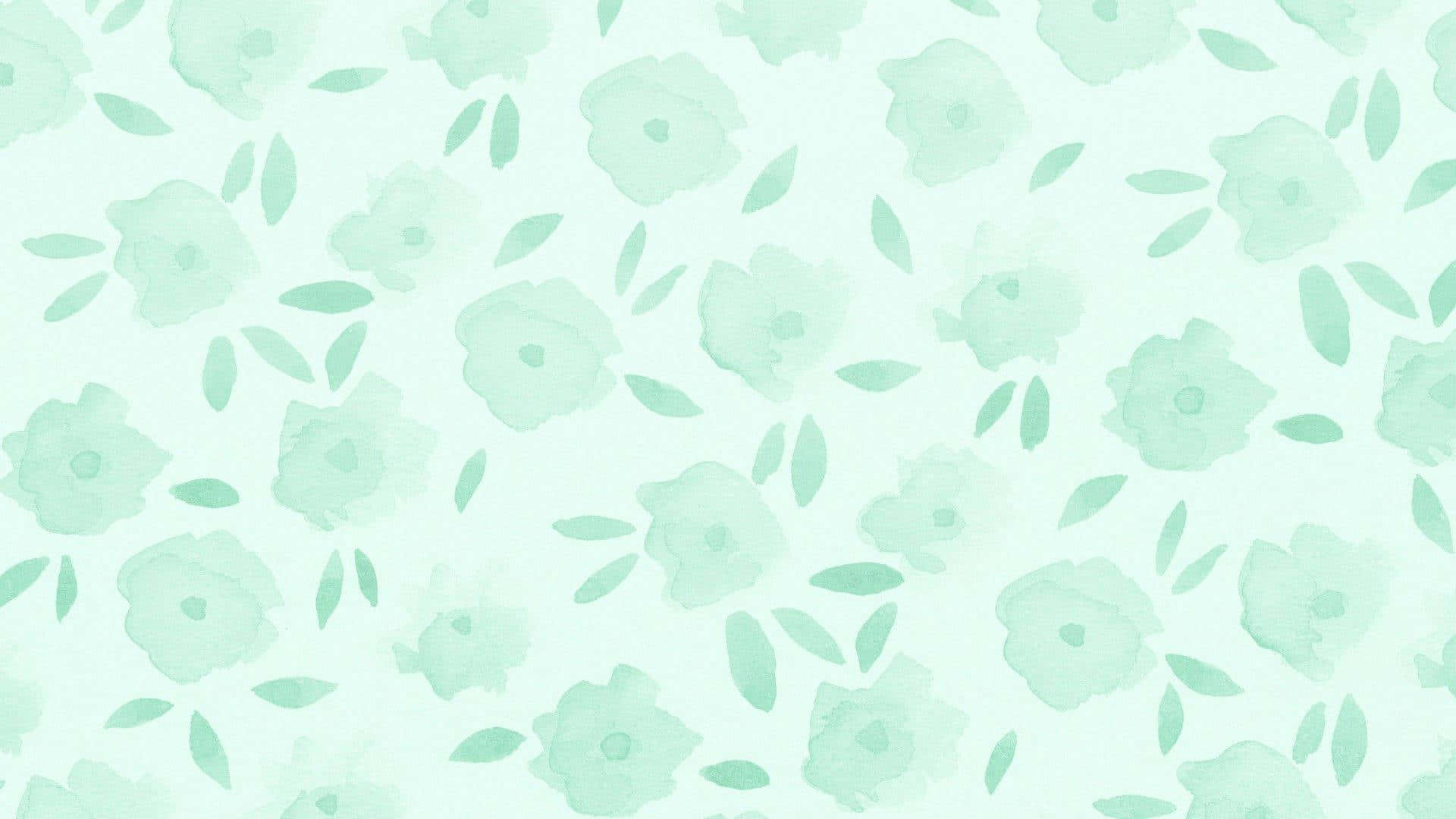 Sage Aesthetic, flower pattern design, soft mint green, Full HD Desktop Wallpaper