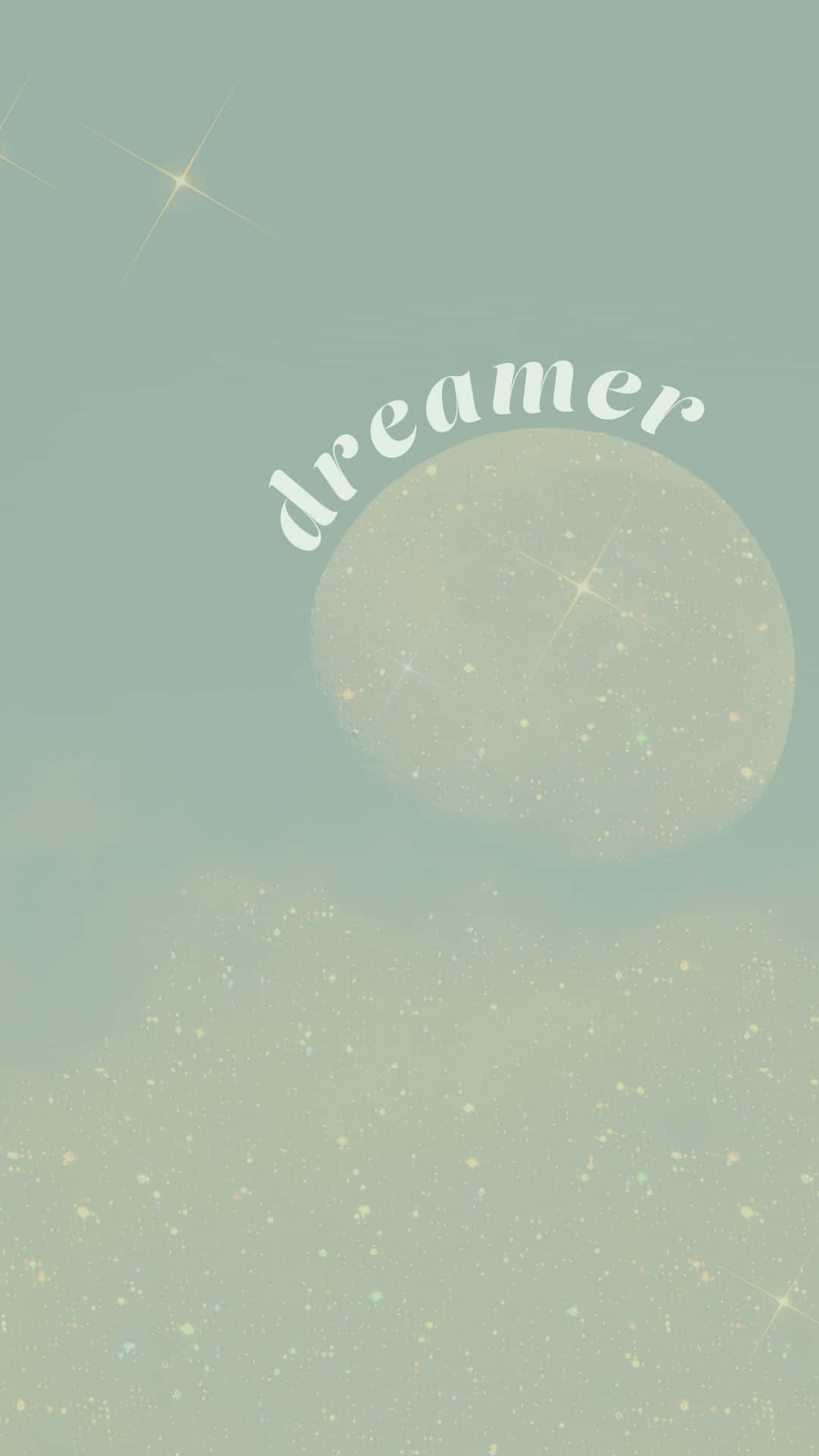 Dreamer Sage Aesthetic, mint green, sparkling stars, Full HD Phone Wallpaper