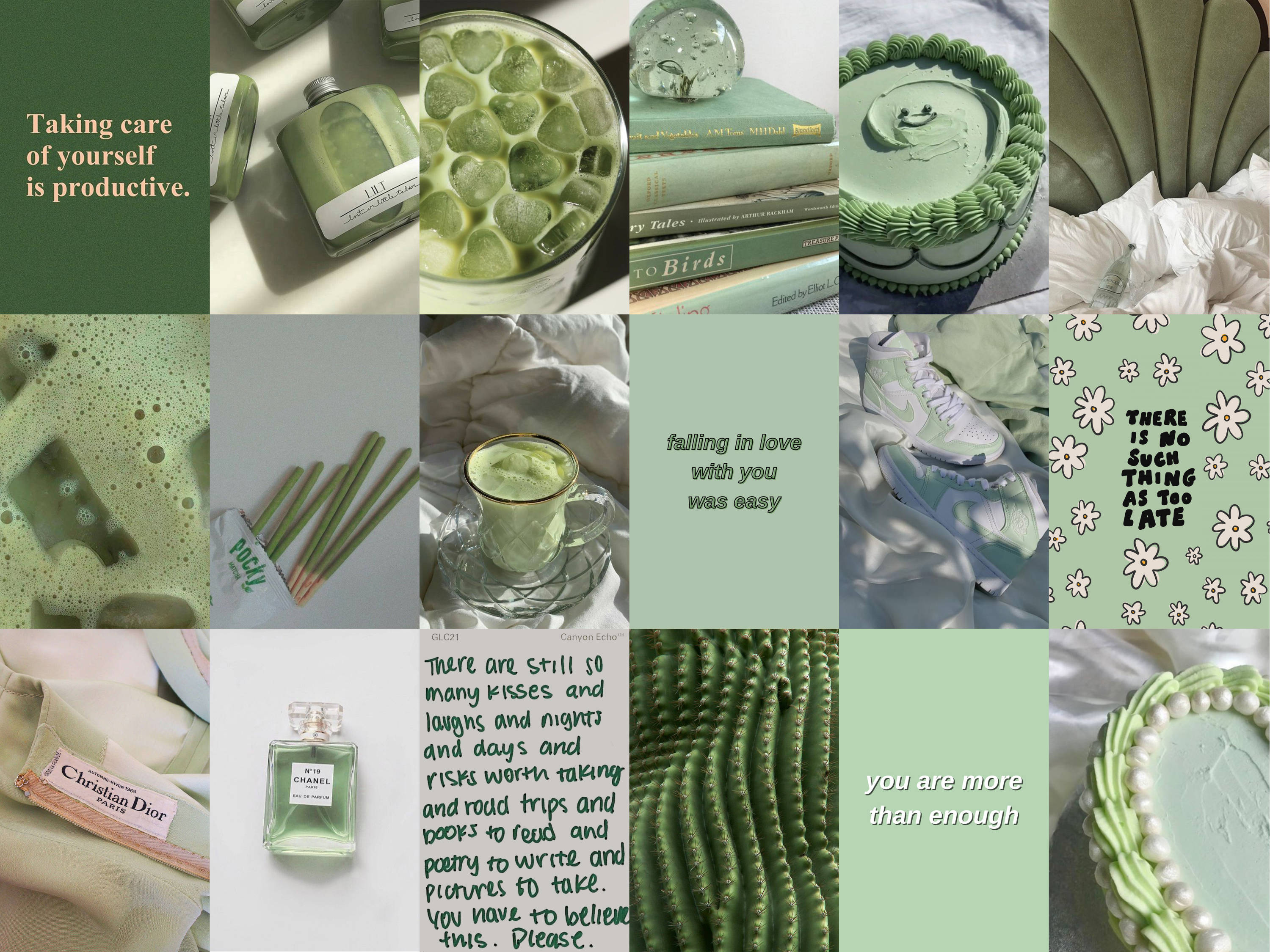 sage green, mint green, collage, 2K Desktop Wallpaper