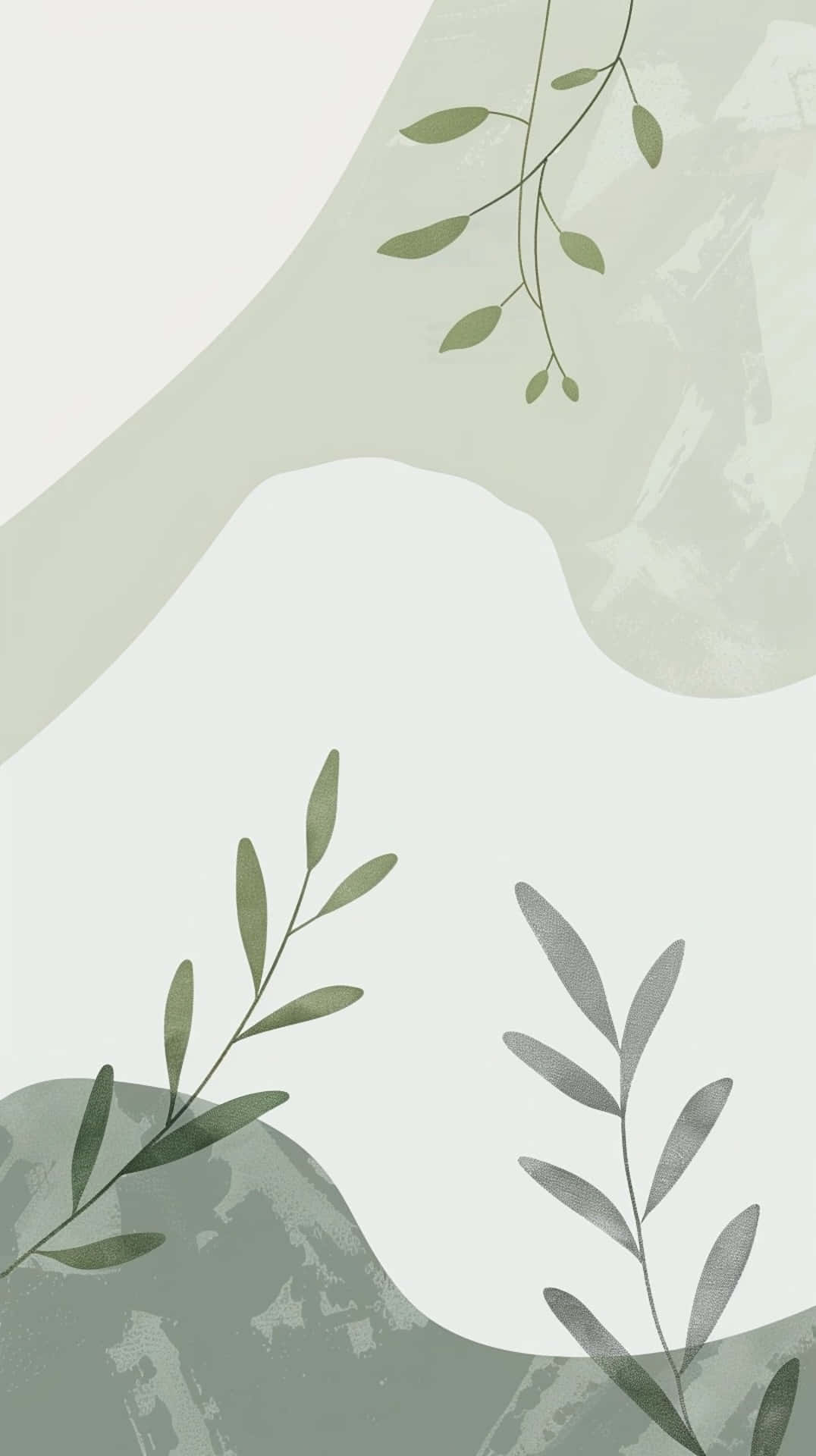 Sage Green, abstract nature background, soft green leafy branches, Full HD Phone Wallpaper
