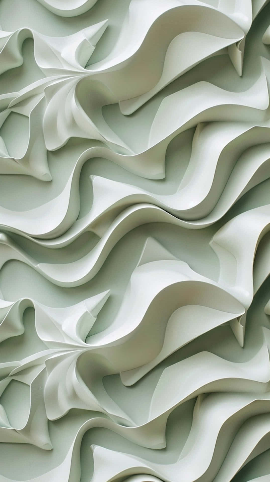 sage green, wavy abstract background, flowing sculpted pale green waves, Full HD Phone Wallpaper