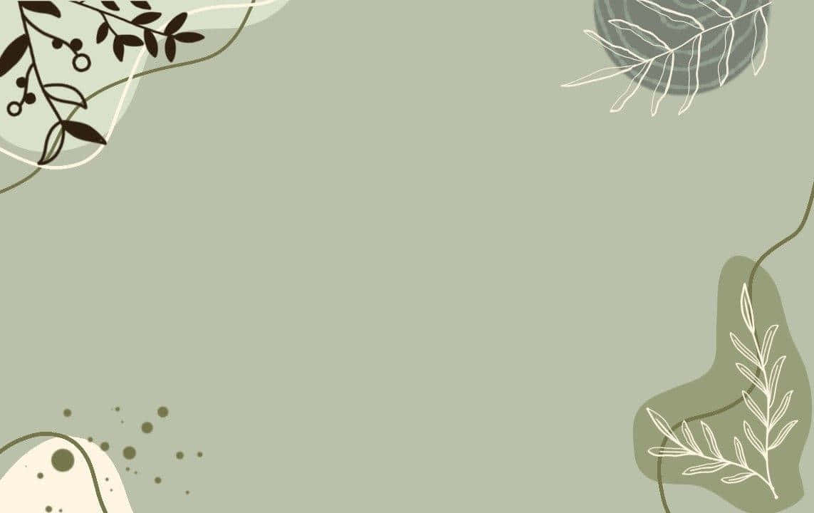 sage green, abstract botanical accents, white, SD Desktop Wallpaper