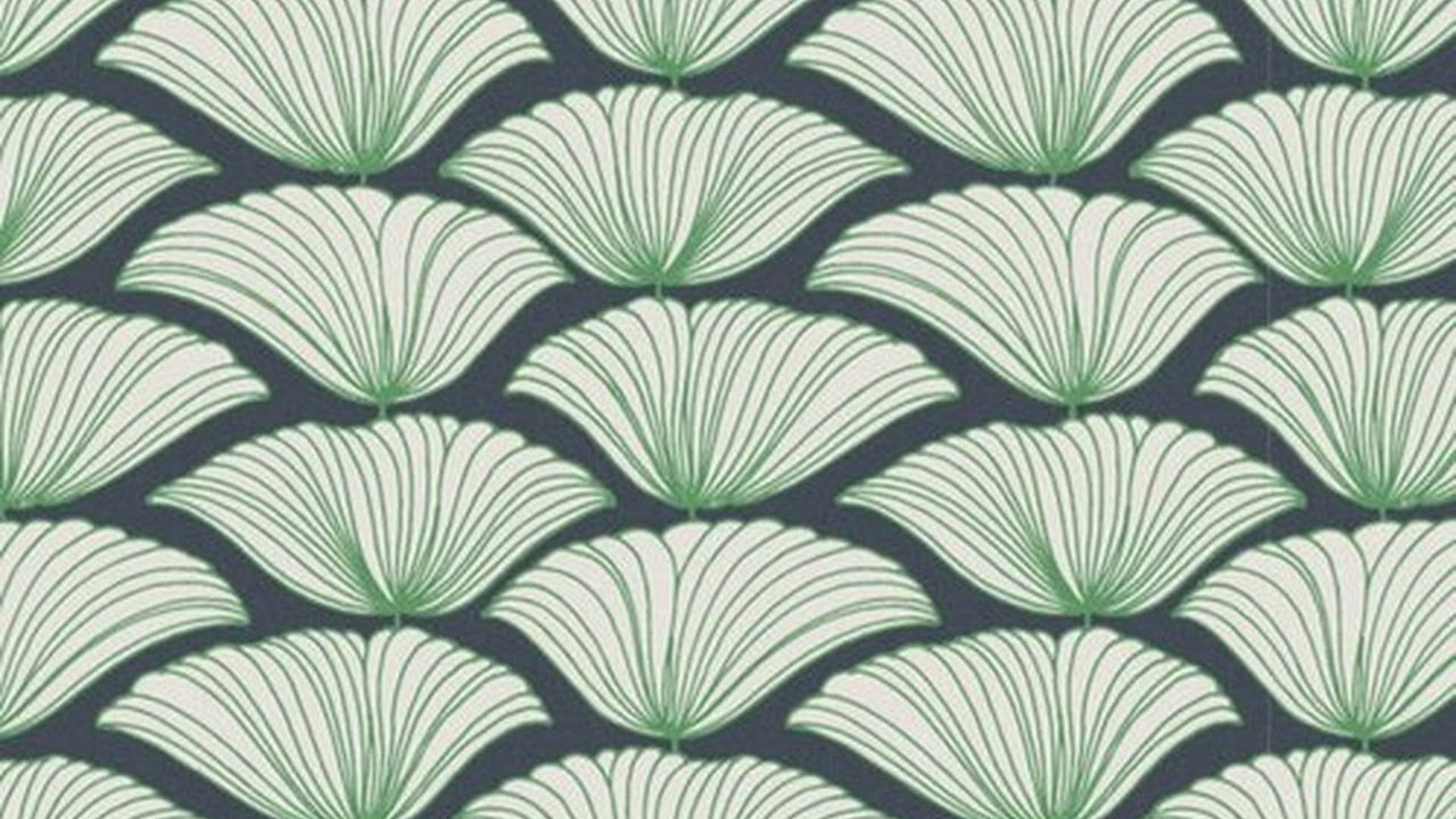 Fan Leaves, Sage Green, dark gray background, Full HD Desktop Wallpaper