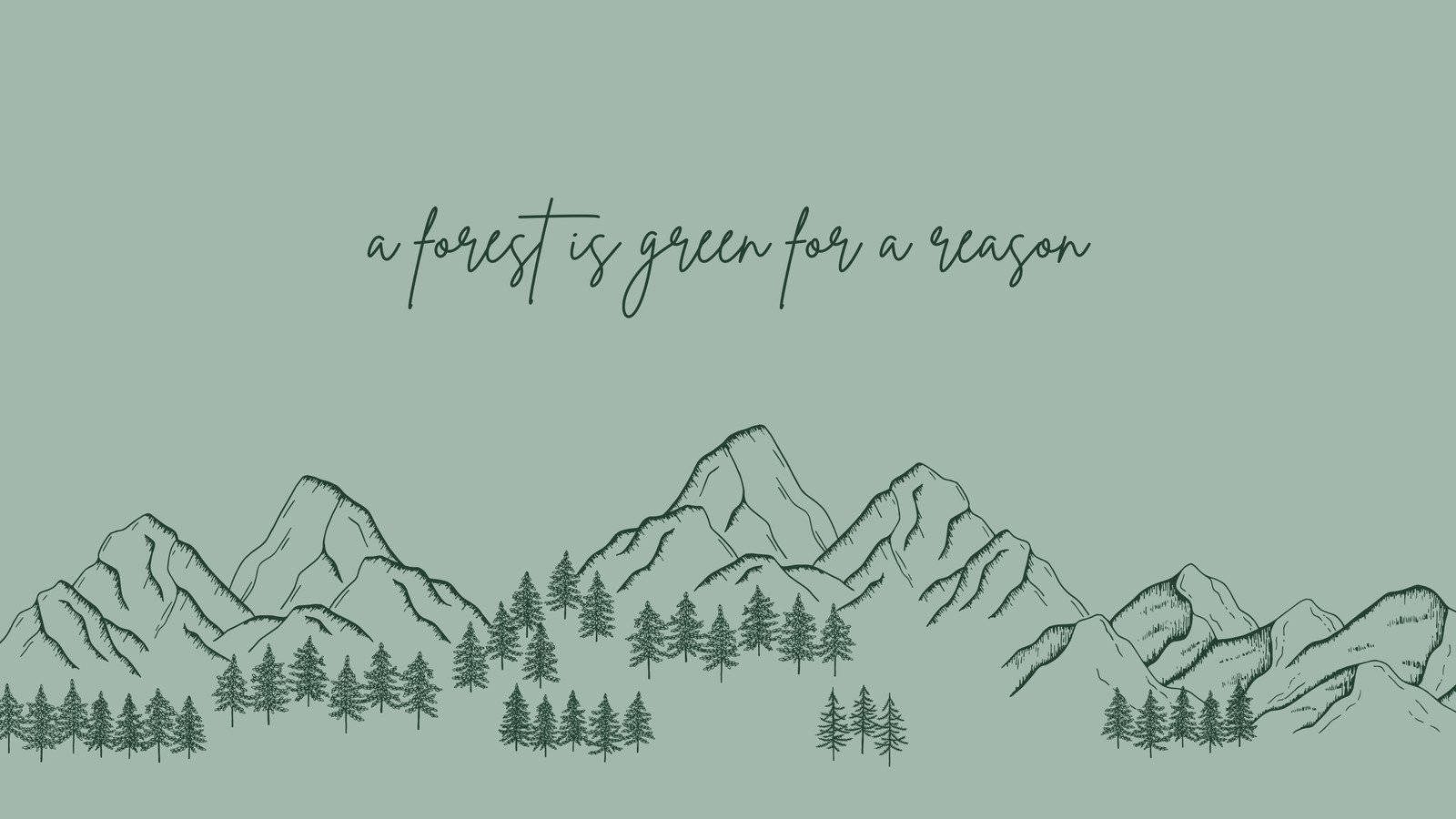 sage green sky, mountain peaks, pine trees, HD Desktop Wallpaper
