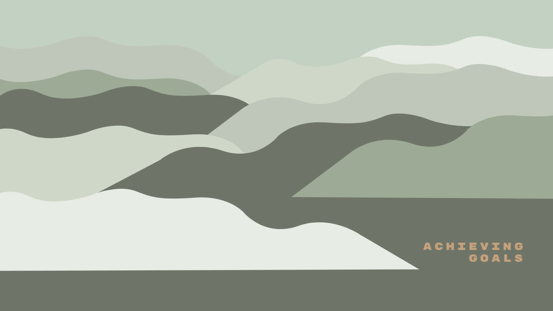 sage green laptop, abstract layered mountain range, muted greens, Full HD Desktop Wallpaper