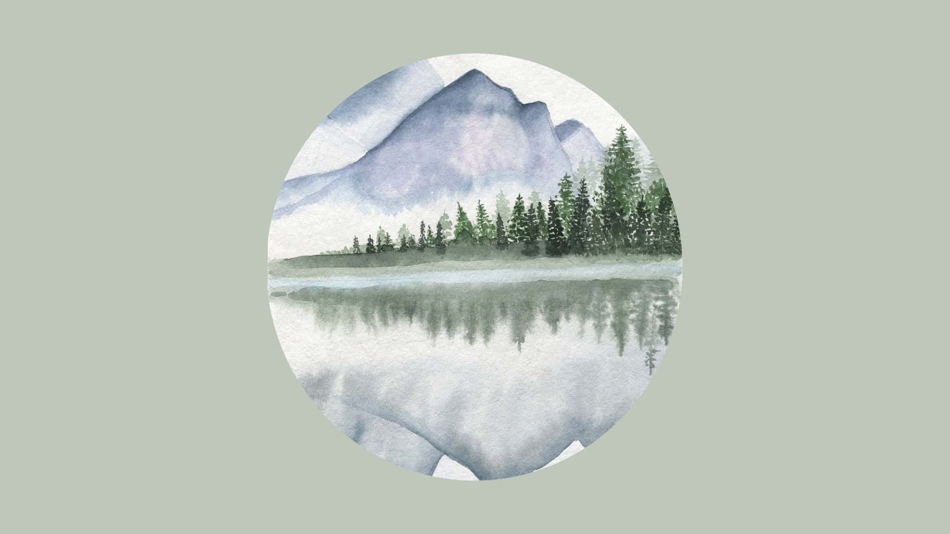 sage green, laptop, watercolor circle, Full HD Desktop Wallpaper