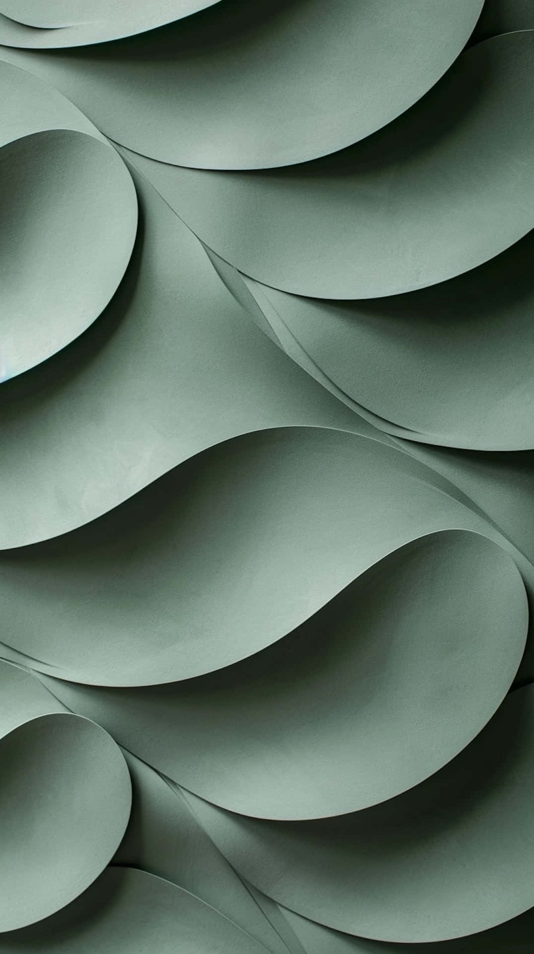 Sage Green, abstract waves, layered curved panels, Full HD Phone Wallpaper