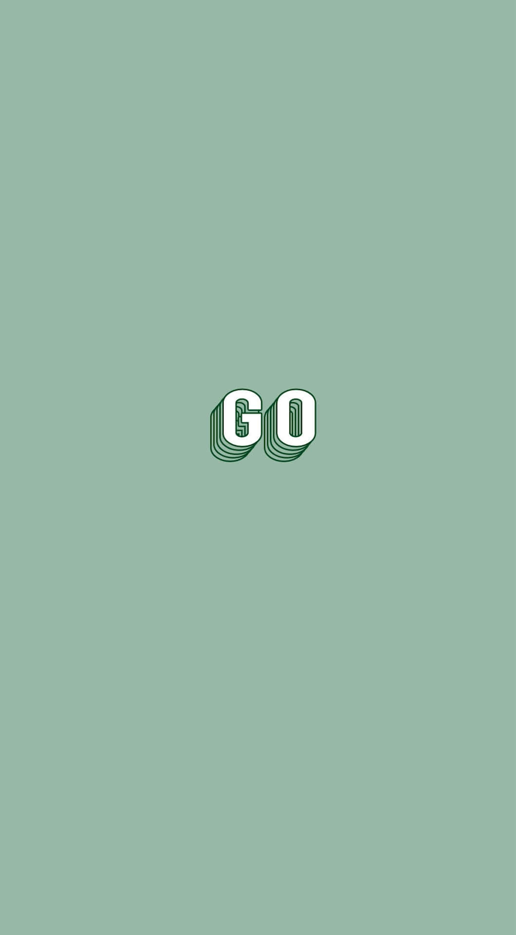 sage green background, GO, white outlined letters, Full HD Phone Wallpaper