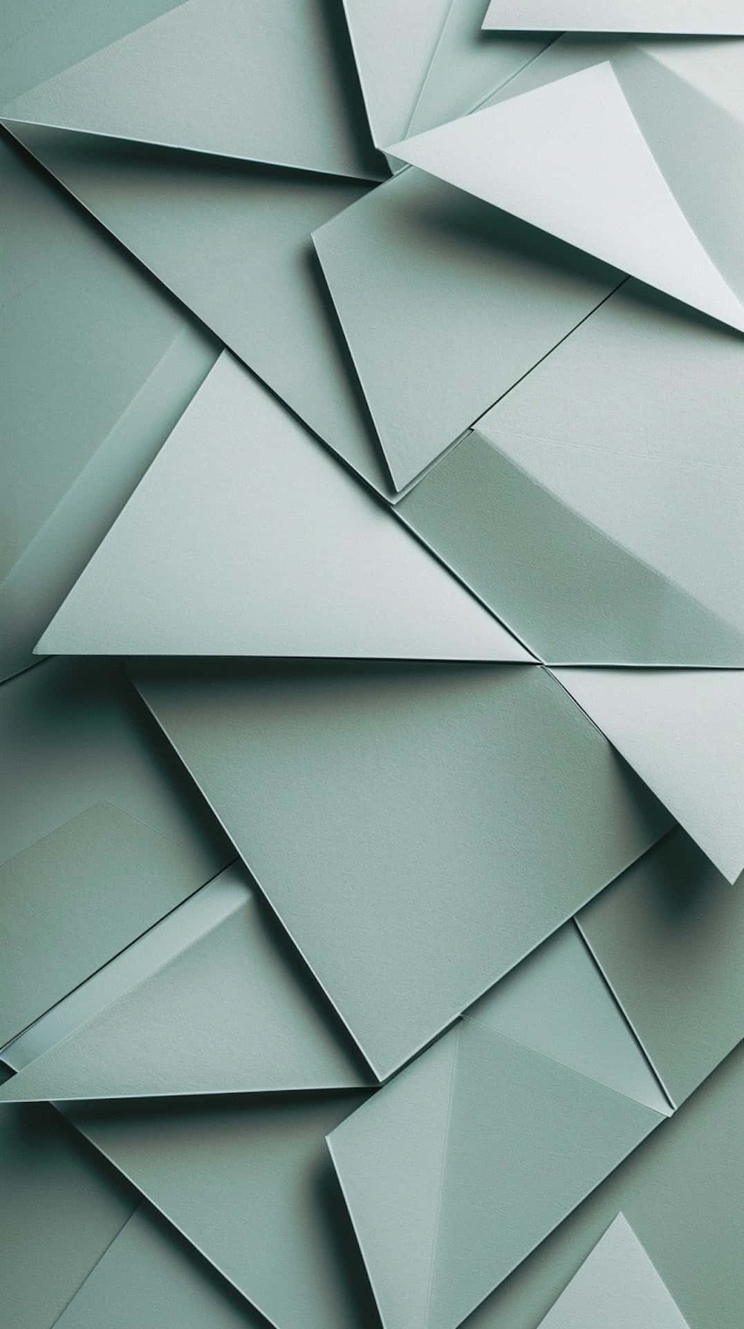 Sage Green, geometric pattern, overlapping muted teal triangles, Full HD Phone Wallpaper