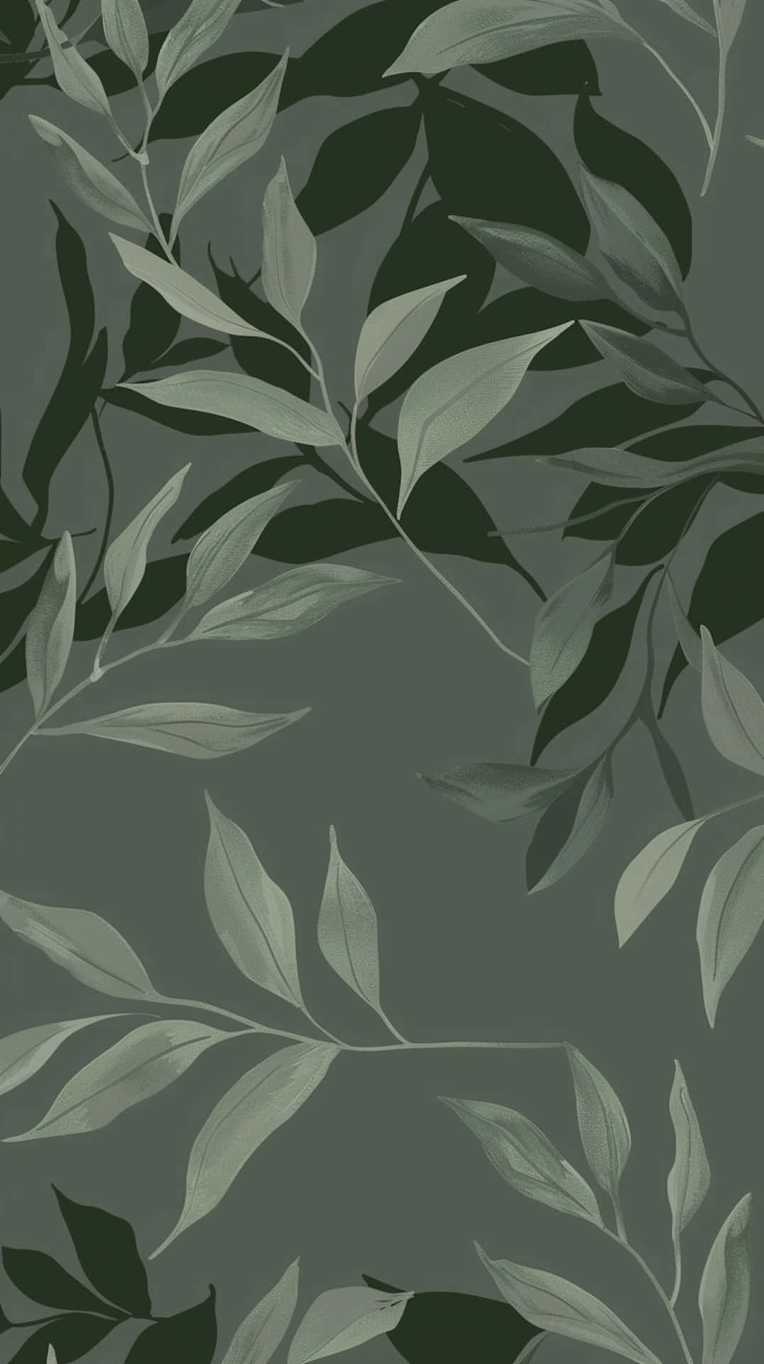 Sage Green Leaf Pattern, dark green, muted sage, Full HD Phone Wallpaper