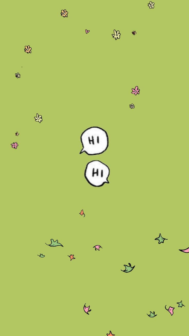 sage green, white speech bubbles, HI, HD Phone Wallpaper