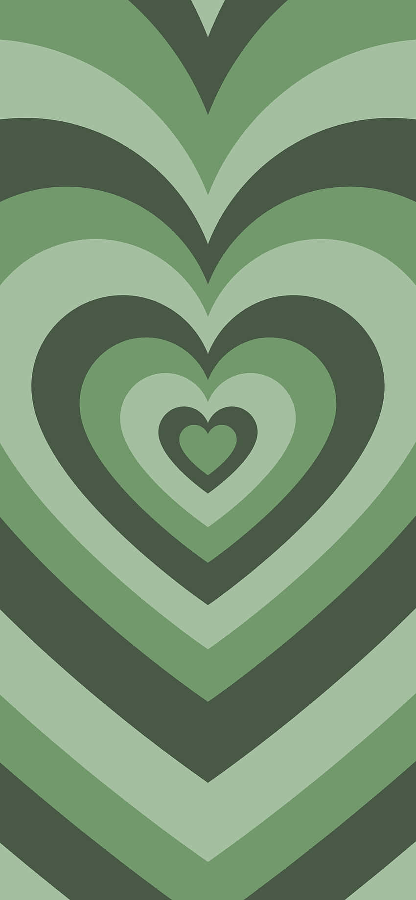 cute sage green concentric hearts, nested concentric hearts, varying shades of green, HD Phone Wallpaper