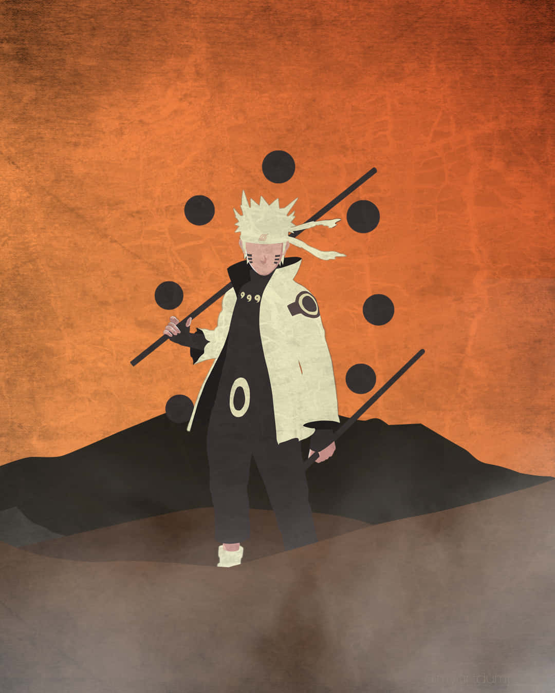 Sage of Six Paths, spiky blonde hair, dark hill, HD Phone Wallpaper