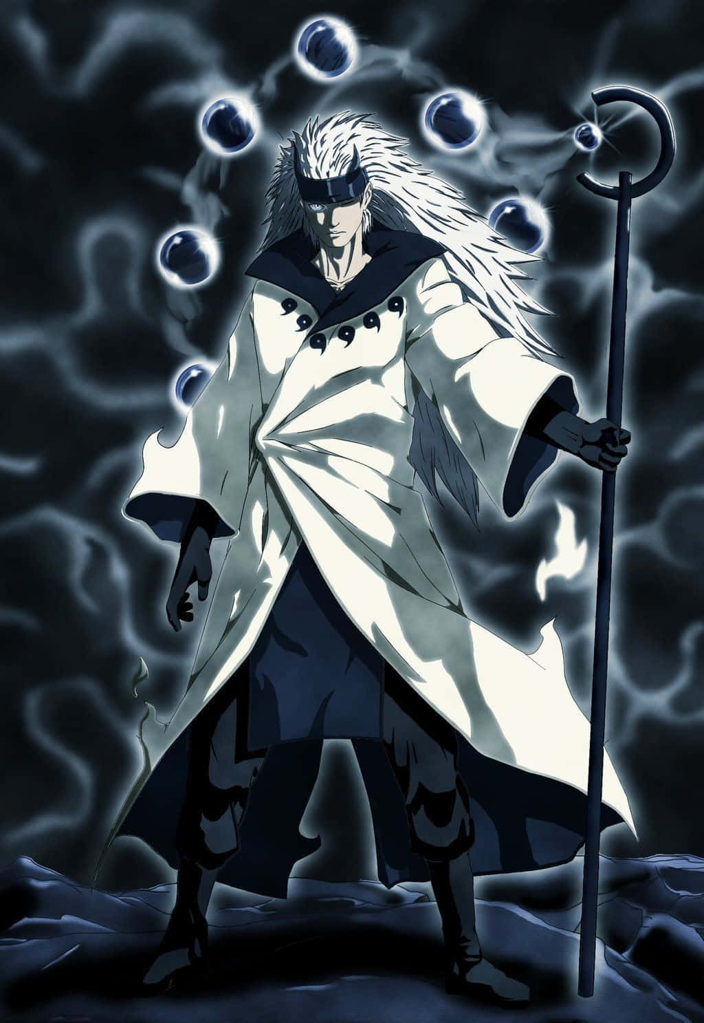 Sage of Six Paths, silver-haired anime warrior, white robe, HD Phone Wallpaper