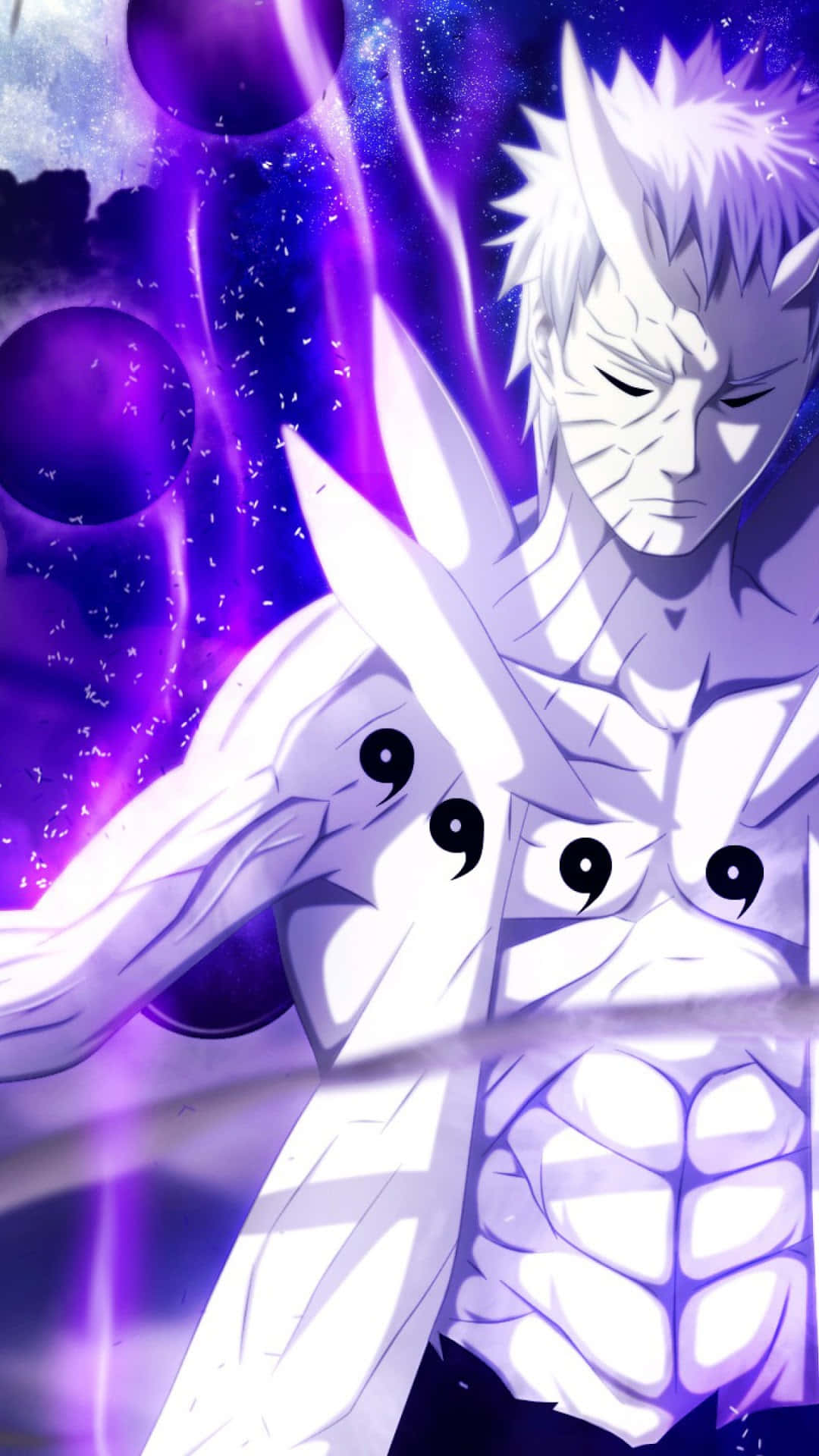 Sage Of Six Paths, white hair, nine black tomoe eyes, Full HD Phone Wallpaper