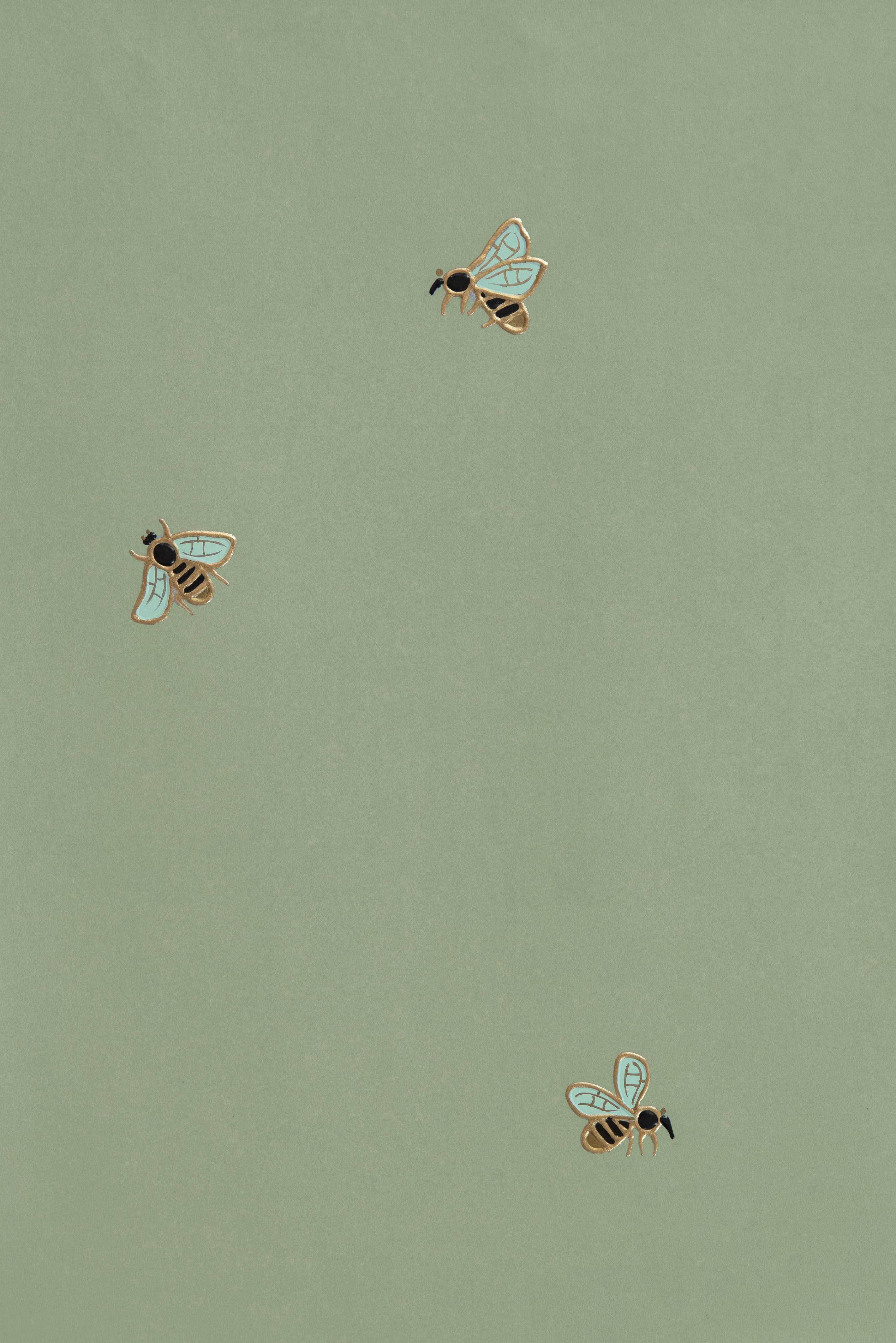 sage green, enamel bee pins, gold outlines, 4K Phone Wallpaper