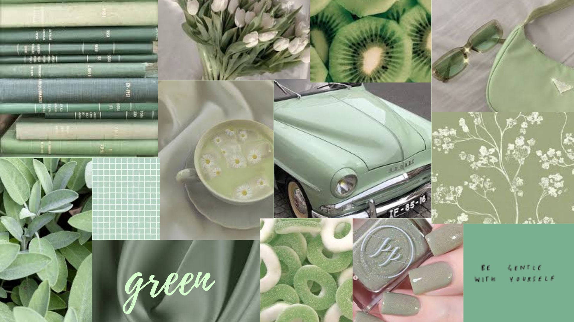 gentle sage green, mint green, pastel aesthetic, Full HD Desktop Wallpaper