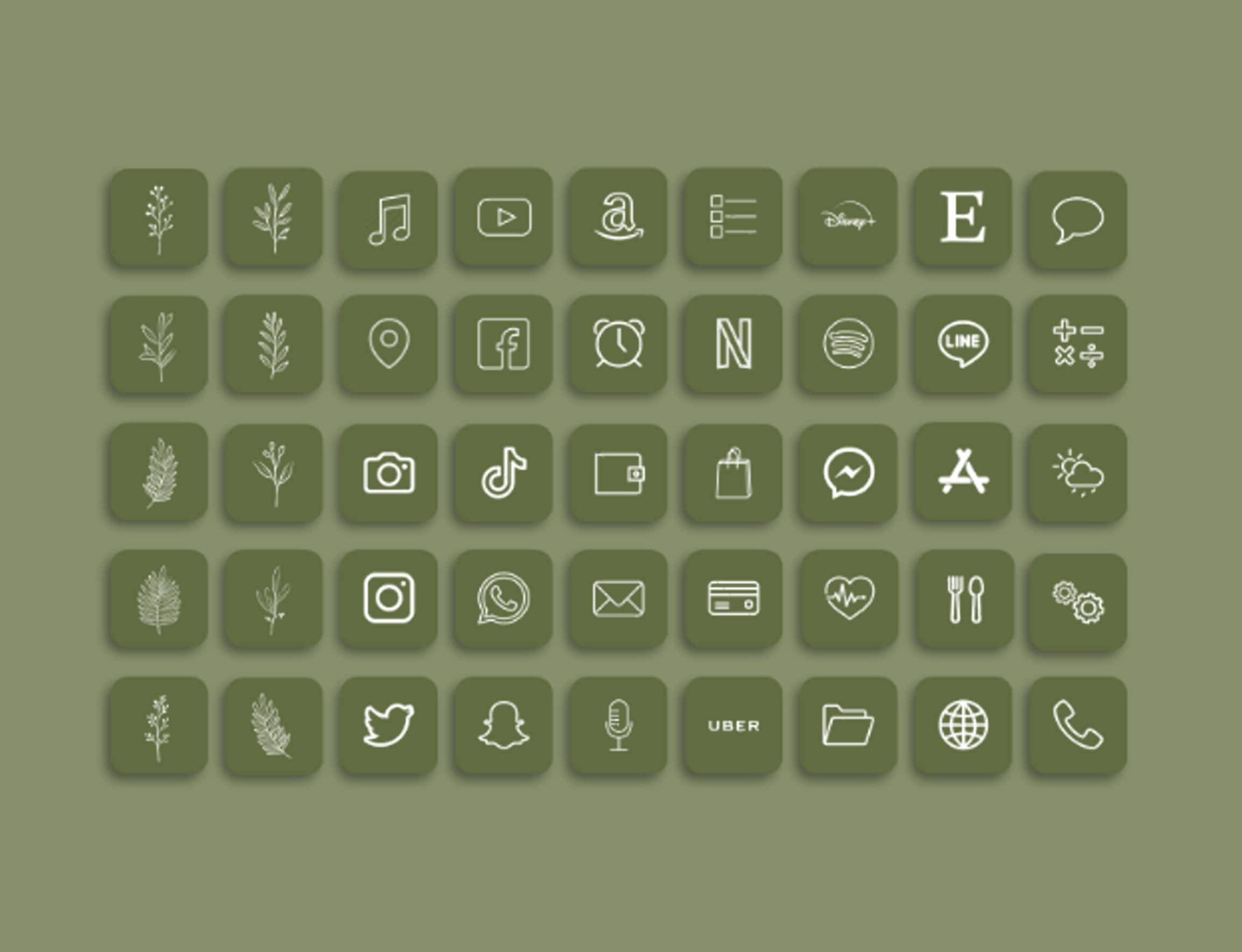 sage green, olive green background, minimalist grid, Full HD Desktop Wallpaper