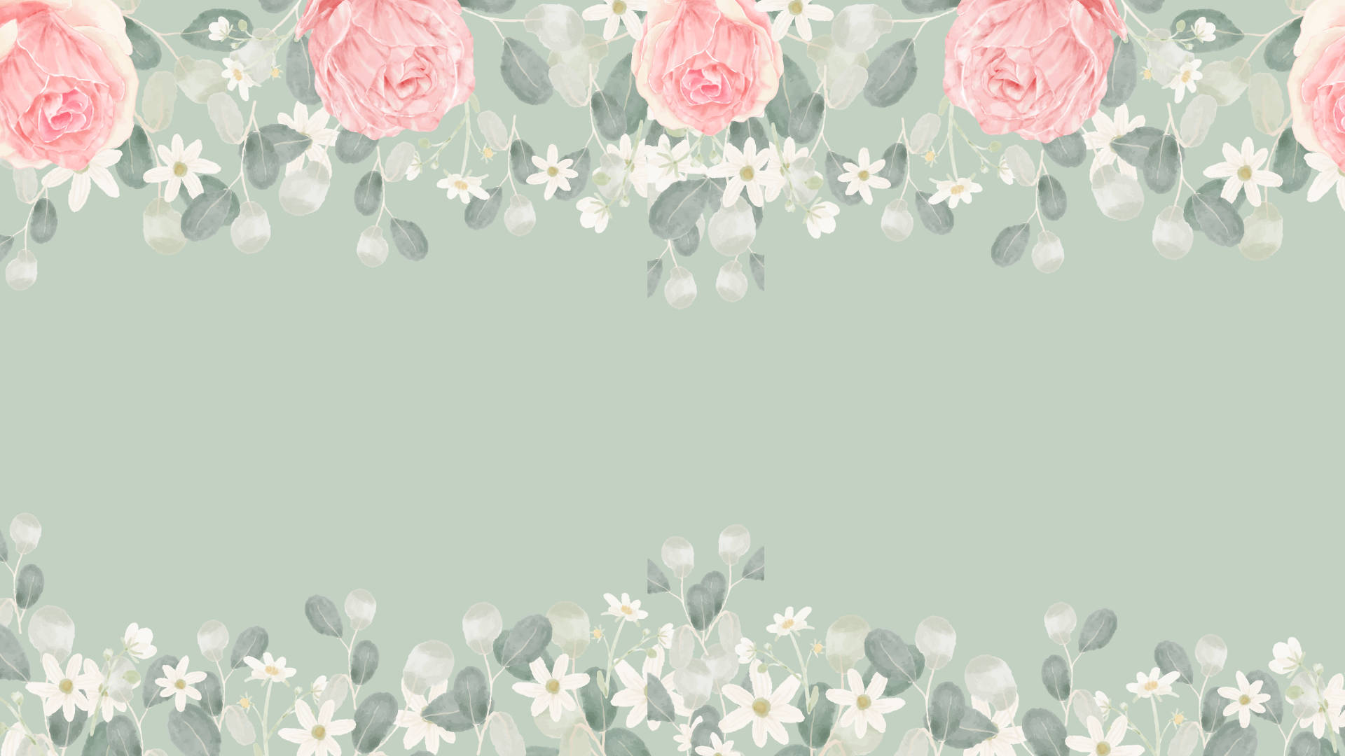 pink roses, white daisies, mint green background, Full HD Desktop Wallpaper