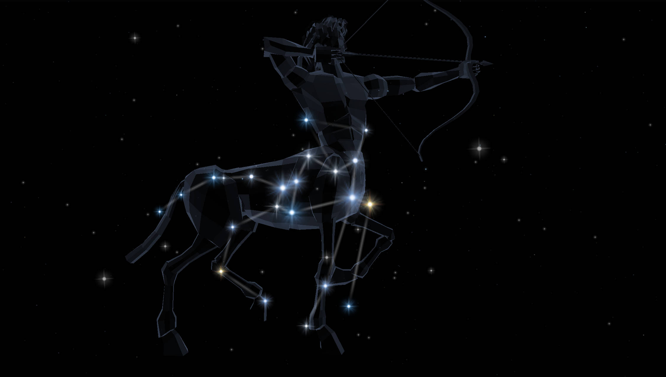 Sagittarius, constellation figure, glowing blue stars, Full HD Desktop Wallpaper