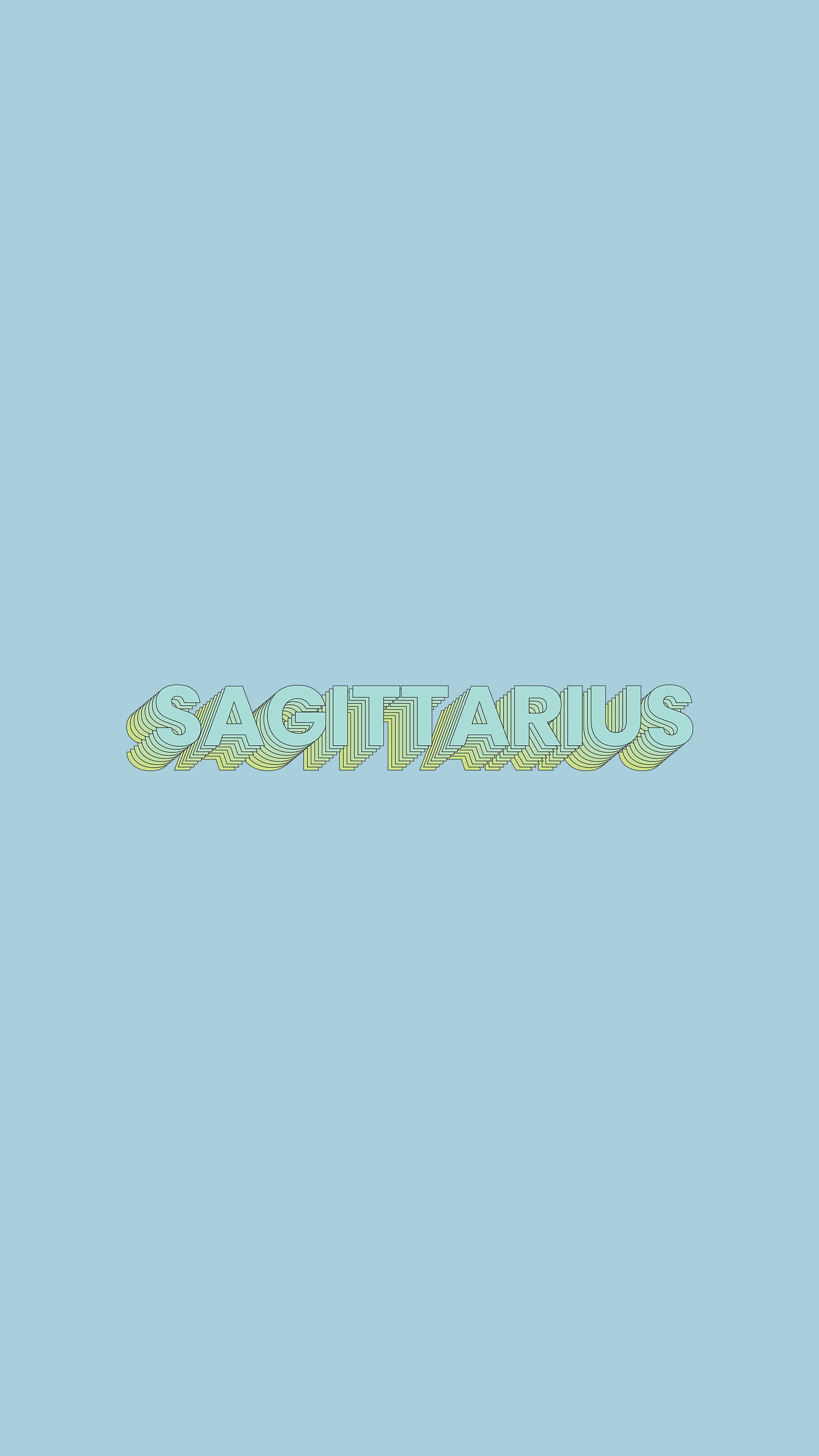 Sagittarius, retro lettering, yellow and green stripes, 2K Phone Wallpaper