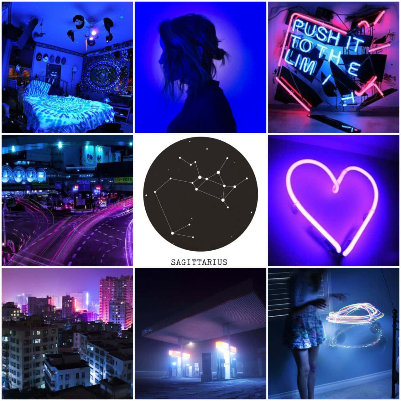 Sagittarius Aesthetic, cosmic constellations, neon lights, HD Desktop Wallpaper