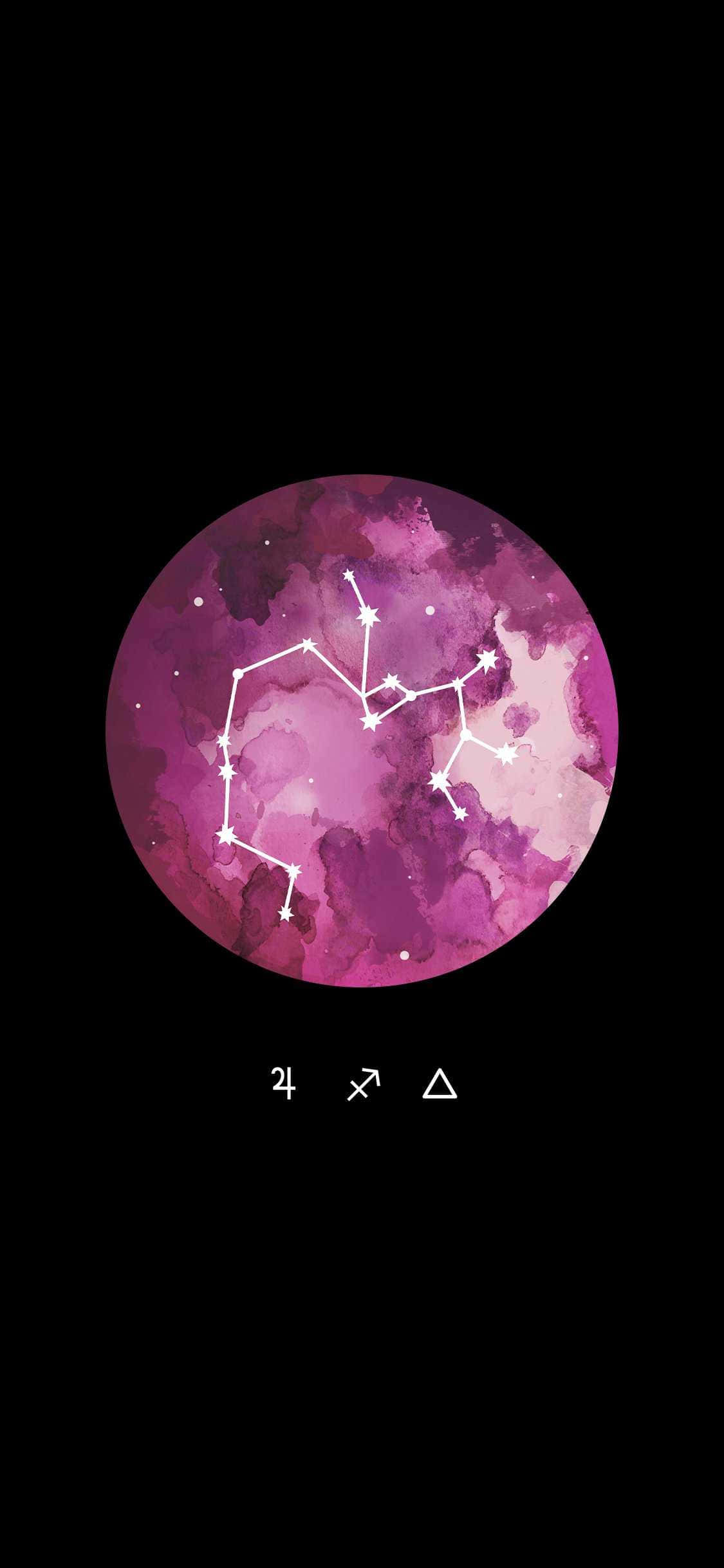 Sagittarius, cosmic constellation map, vibrant purple watercolor, Full HD Phone Wallpaper