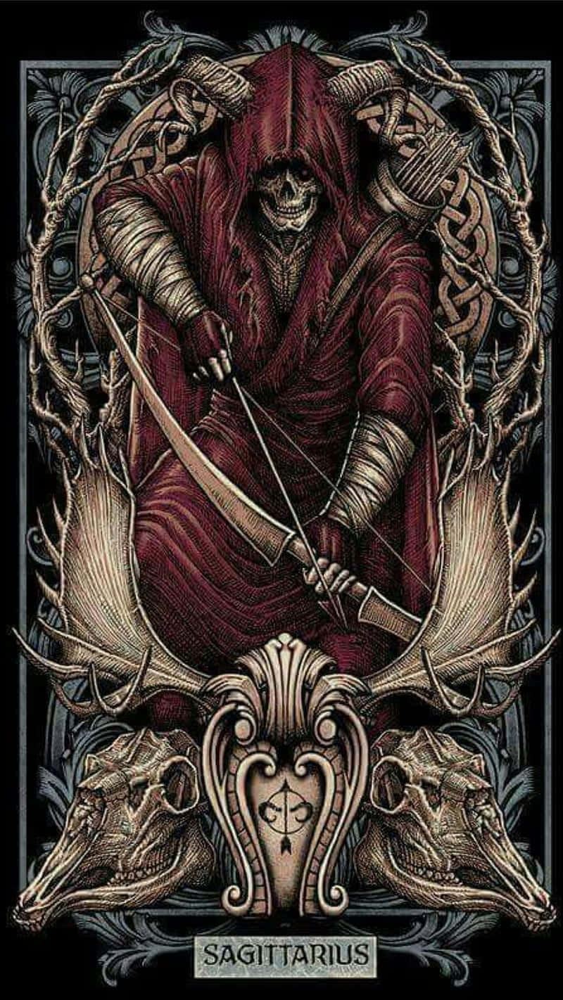 Sagittarius, red hooded robe, Celtic knots, HD Phone Wallpaper