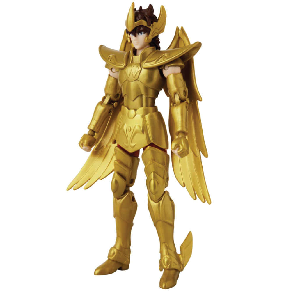Sagittarius Aiolos, golden armored action figure, winged pauldrons, SD Desktop Wallpaper