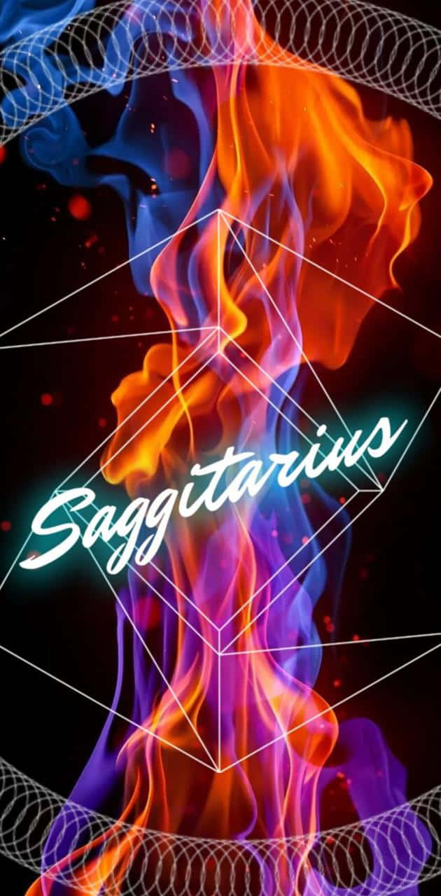 Sagittarius, red blue flame, vibrant orange and blue flames, HD Phone Wallpaper