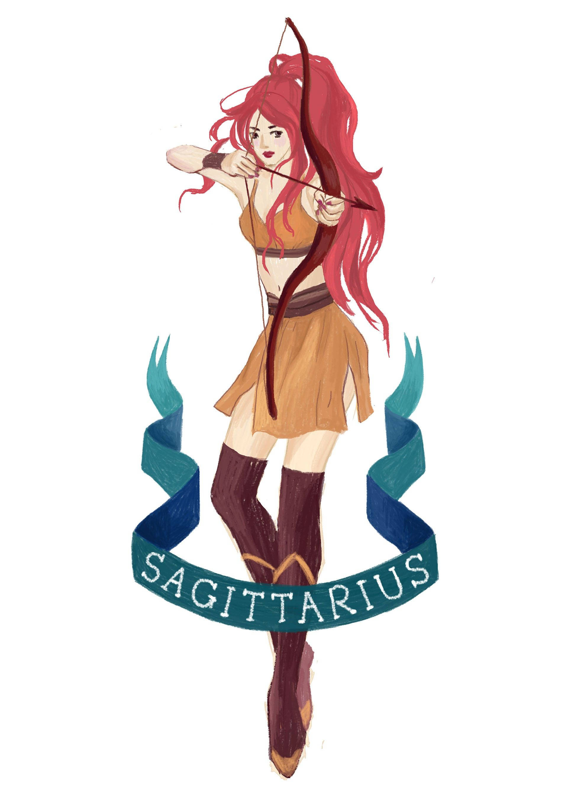 Sagittarius Zodiac, jungle lady archer, red-haired archer, 2K Phone Wallpaper