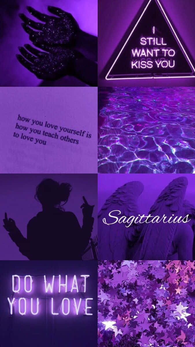 Sagittarius, purple-themed, glittering hands, SD Phone Wallpaper