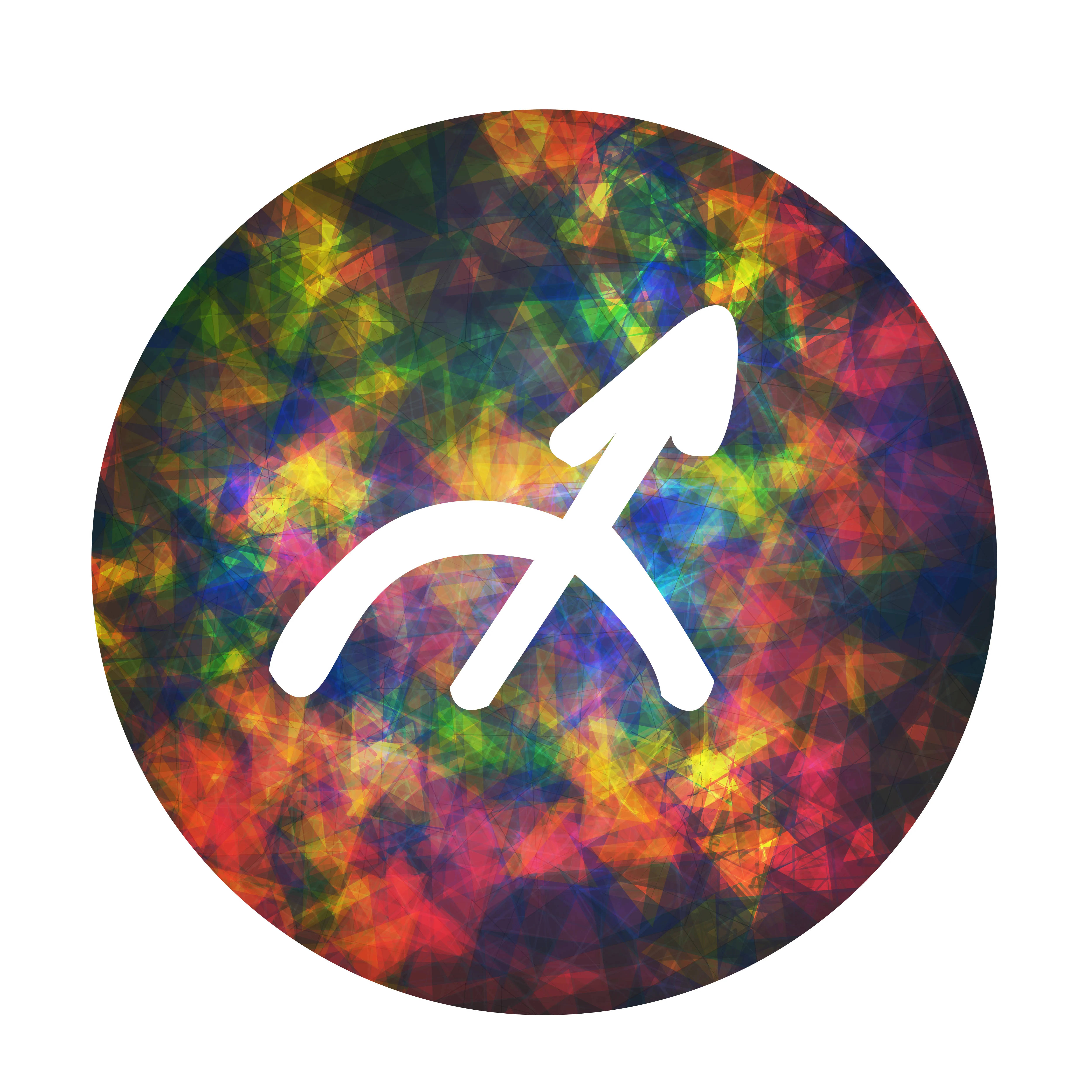 Sagittarius zodiac sign, white, vibrant abstract background, 4K Desktop Wallpaper