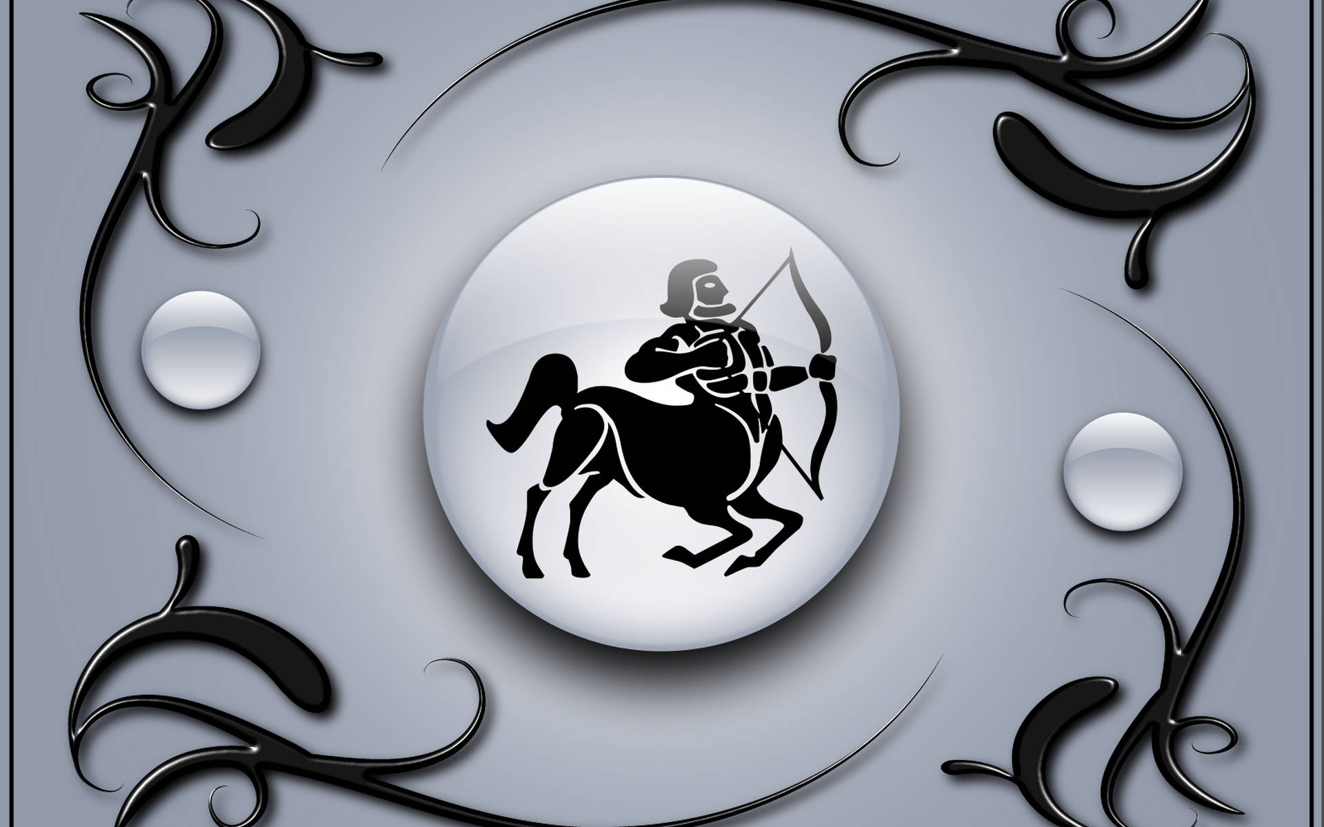 Sagittarius, centaur archer silhouette, glossy orb, Full HD Desktop Wallpaper