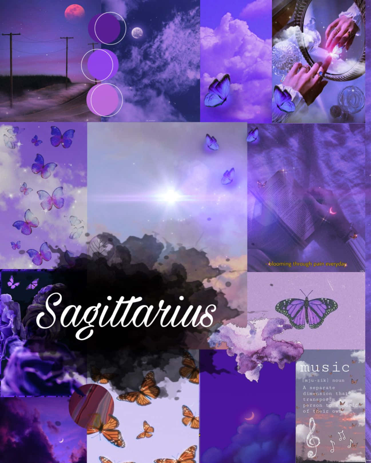 Sagittarius, purple-themed, butterflies, HD Phone Wallpaper