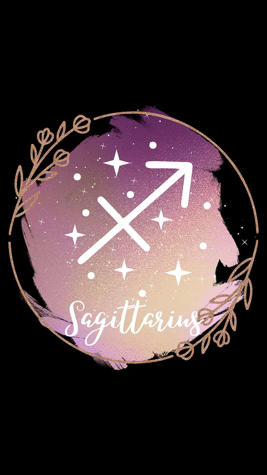 Sagittarius, white glows, purple and gold gradient, HD Phone Wallpaper