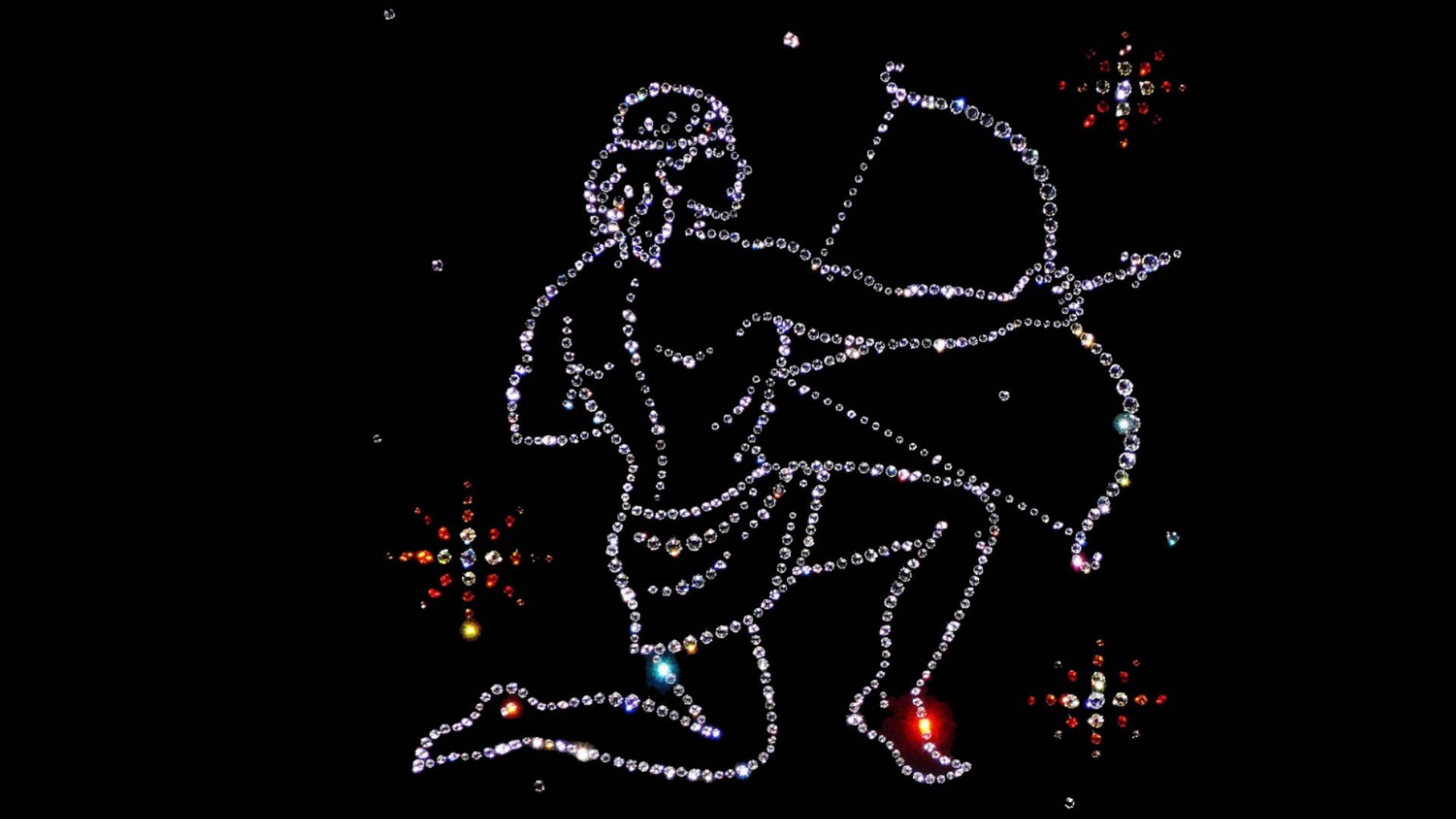 Sagittarius, constellation figure, glittering dots, Full HD Desktop Wallpaper