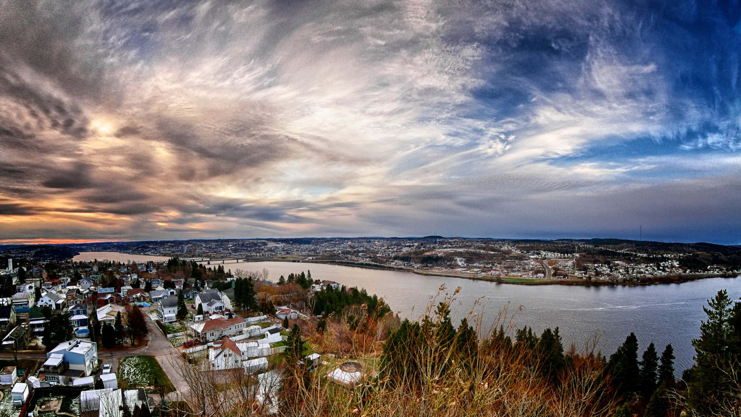 Saguenay River, panoramic view, town, Full HD Desktop Wallpaper
