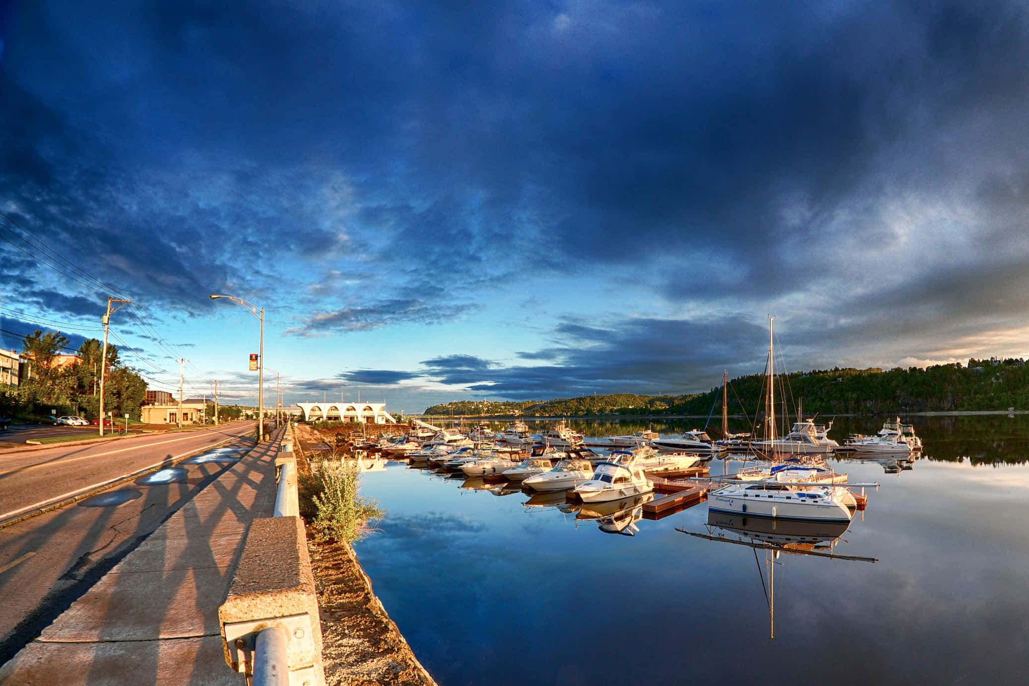 Saguenay, marina, sunset, Full HD Desktop Wallpaper