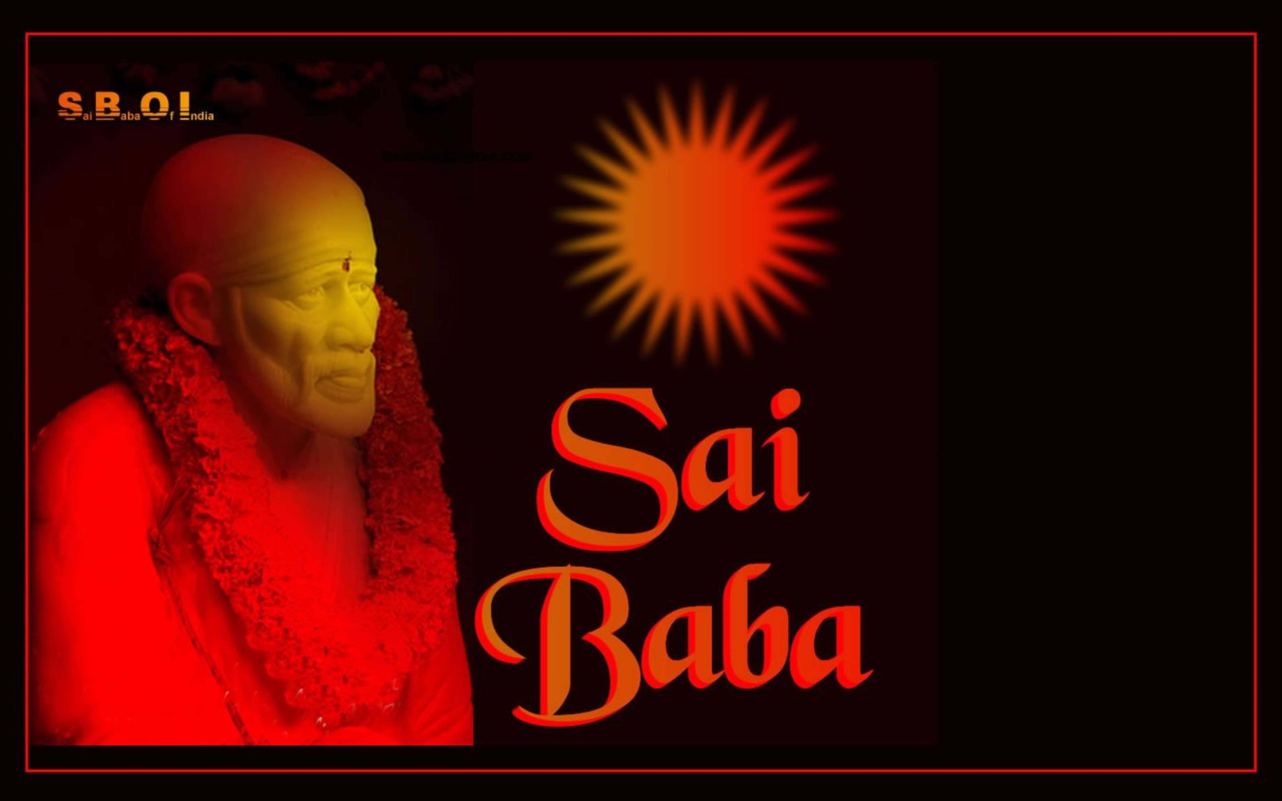 Sai Baba, red light, sun symbol, 4K Desktop Wallpaper