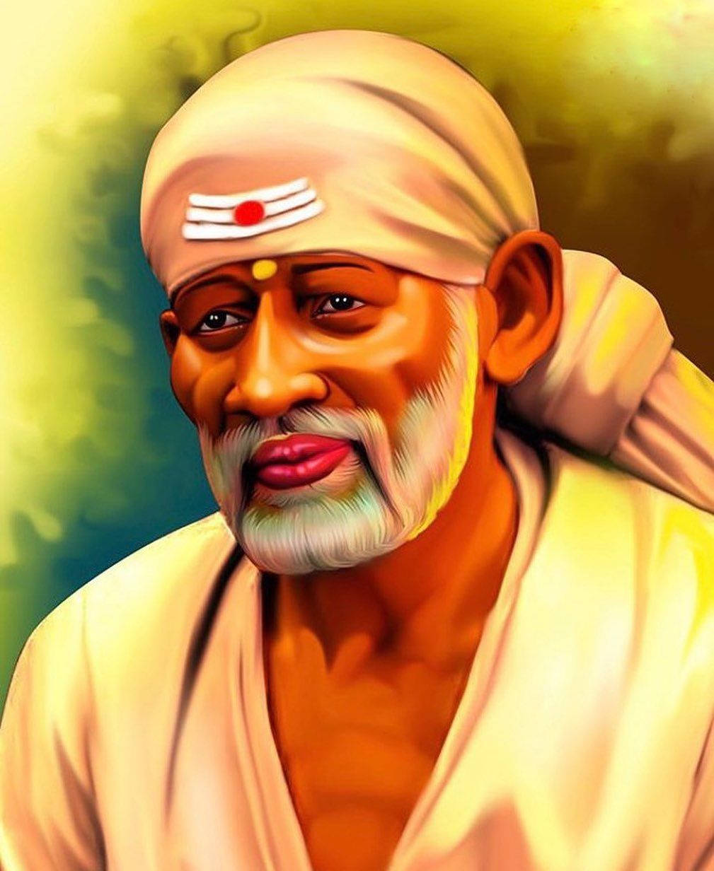 Sai Baba, tilak forehead marking, white beard, SD Phone Wallpaper