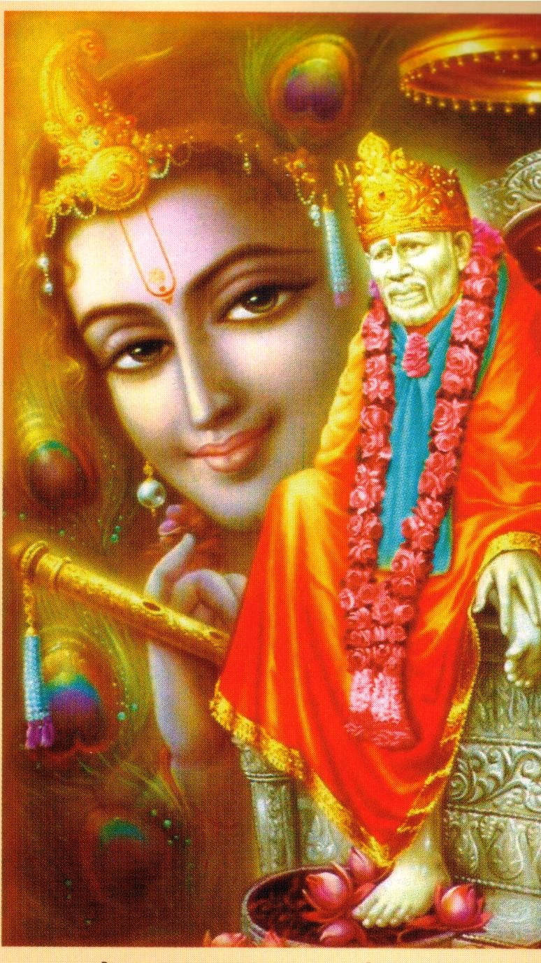 Sai Baba, flute, crown, HD Phone Wallpaper