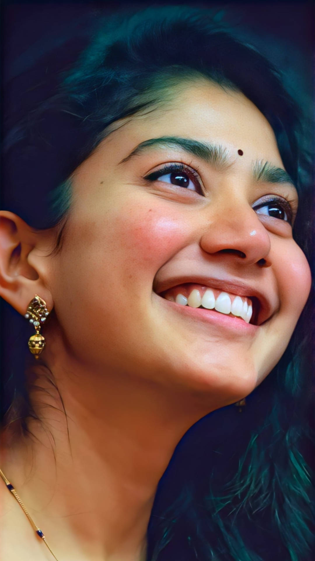 Sai Pallavi, dark hair, gold earrings, Full HD Phone Wallpaper